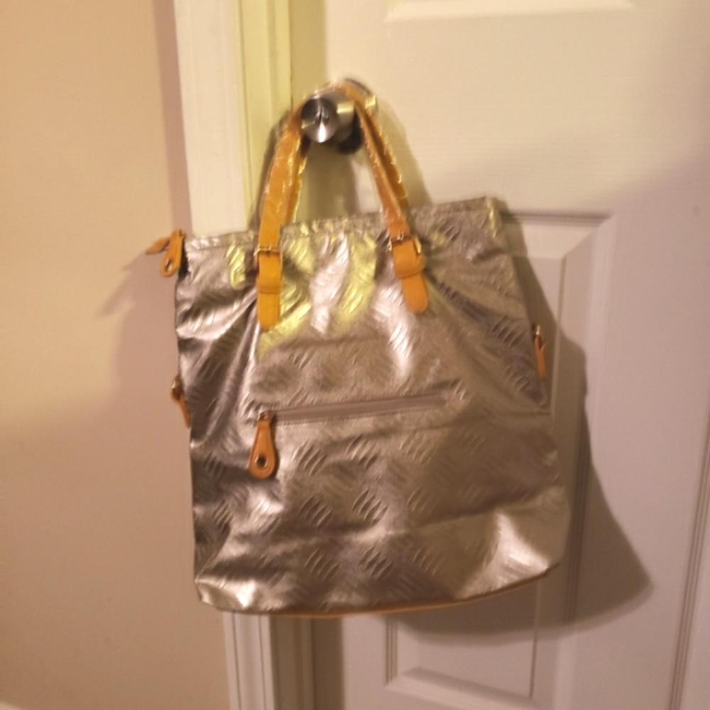 Bella Tote large Capacity Bag Silver & muster yellow - Picture 6 of 8